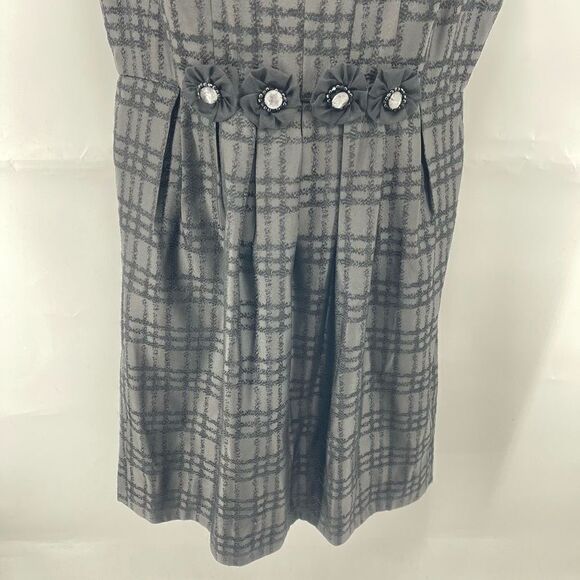 Max and Cleo Womens Sheath Dress Plaid Cocktail Sleeveless Pleated Lined Gray 12 - Picture 5 of 14